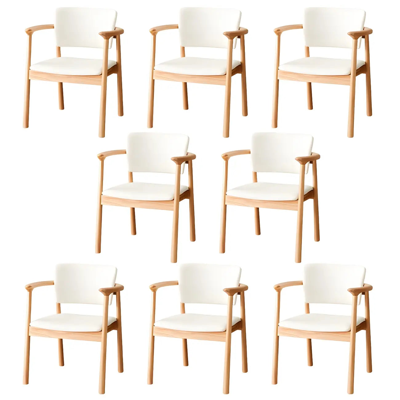 Modern Upholstered Rubberwood Arm Dining Chair Set of 2