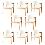 Modern Upholstered Rubberwood Arm Dining Chair Set of 2