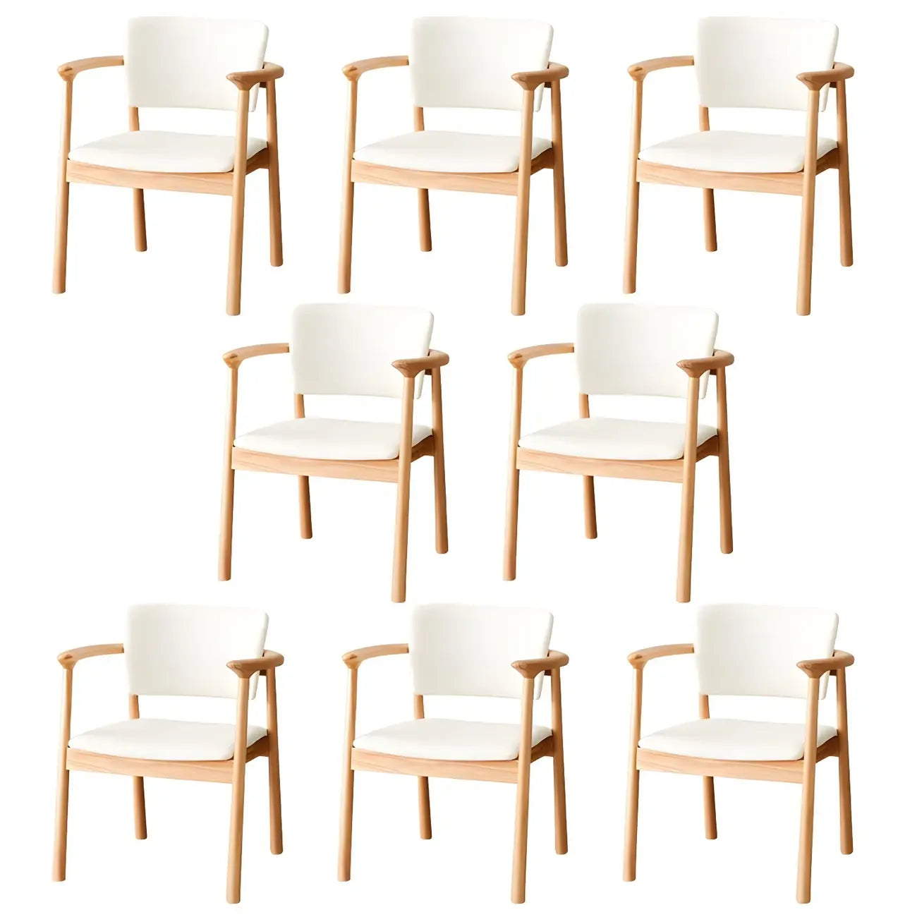Modern Upholstered Rubberwood Arm Dining Chair Set of 2