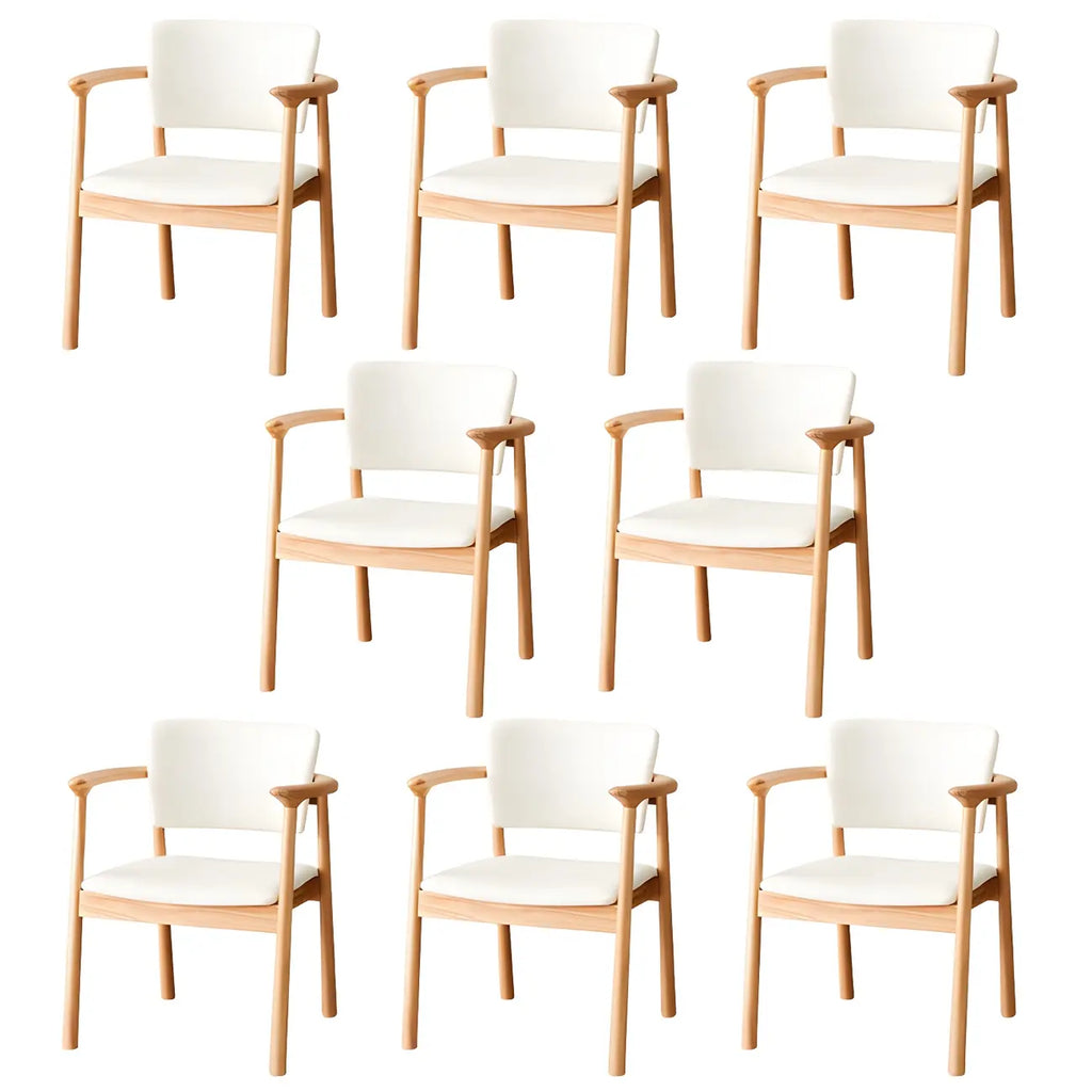Modern Upholstered Rubberwood Arm Dining Chair Set of 2