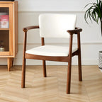 Modern Upholstered Rubberwood Arm Dining Chair Set of 2