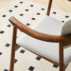 Modern Upholstered Rubberwood Arm Dining Chair Set of 2