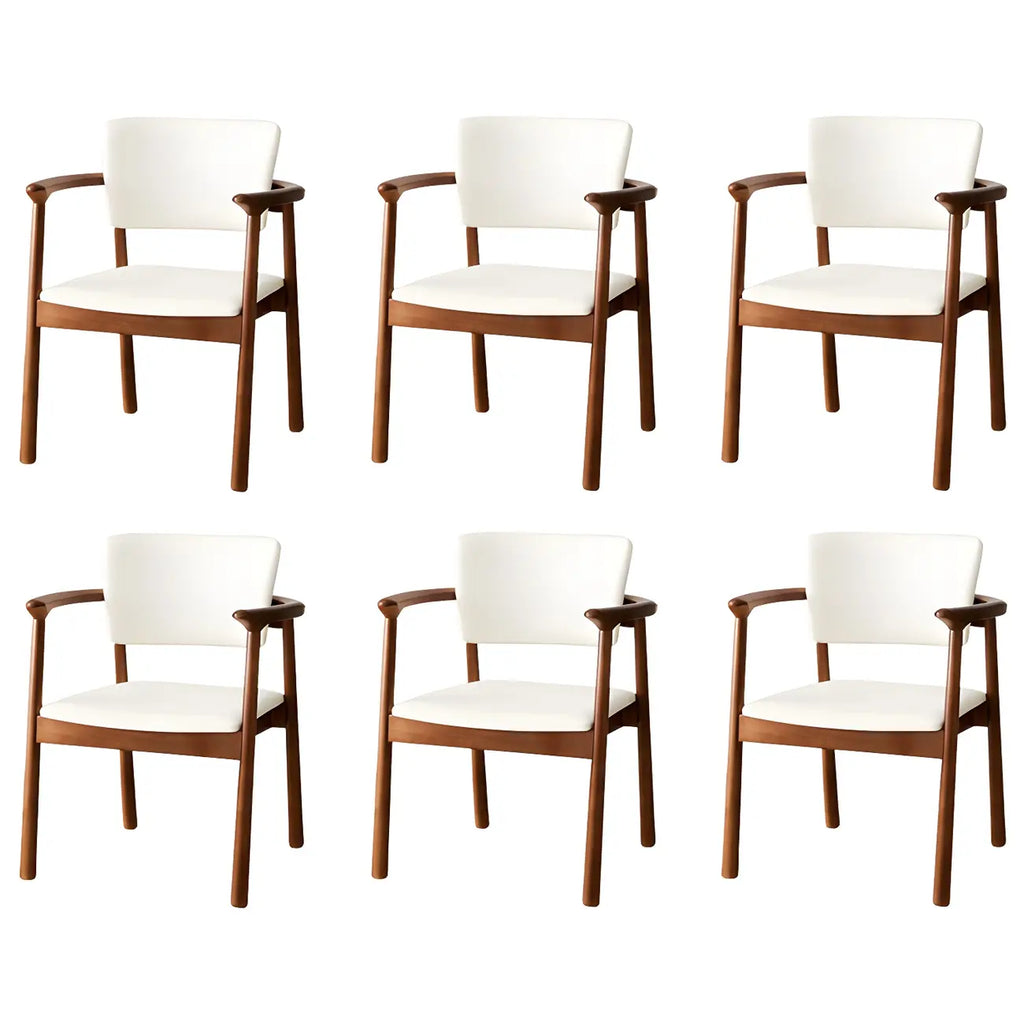 Modern Upholstered Rubberwood Arm Dining Chair Set of 2
