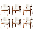 Modern Upholstered Rubberwood Arm Dining Chair Set of 2