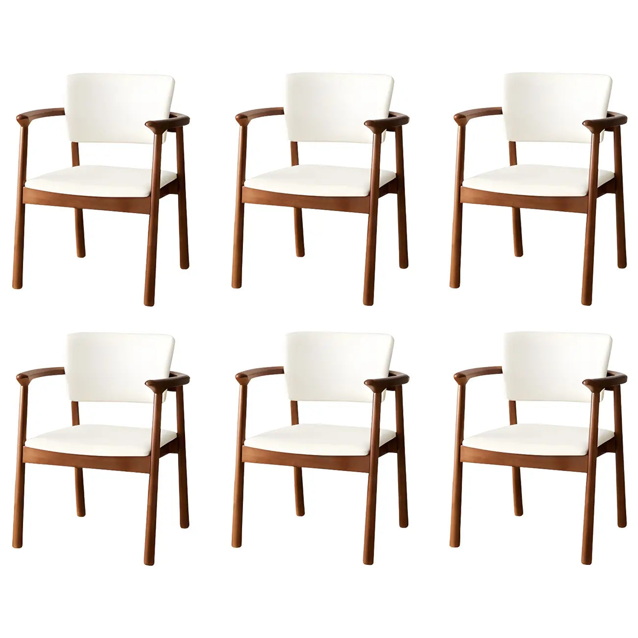 Modern Upholstered Rubberwood Arm Dining Chair Set of 2