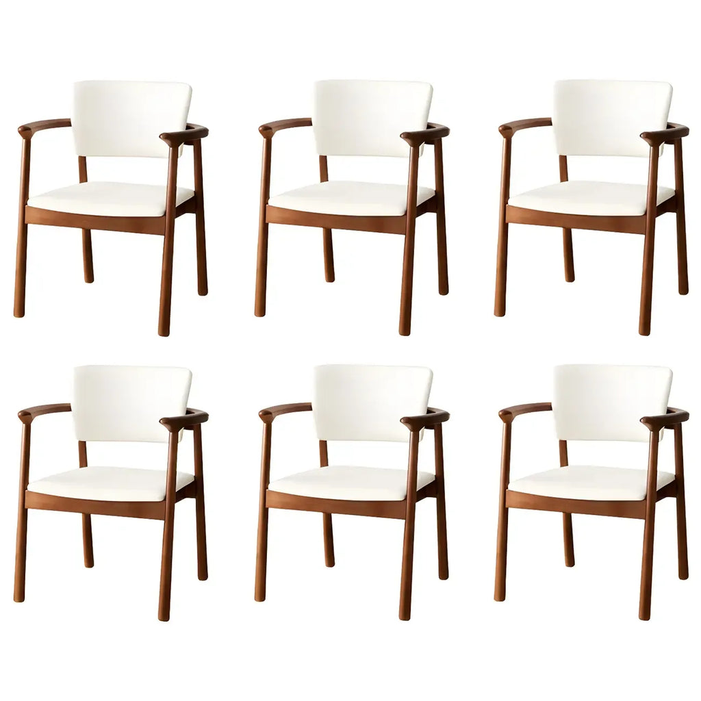 Modern Upholstered Rubberwood Arm Dining Chair Set of 2