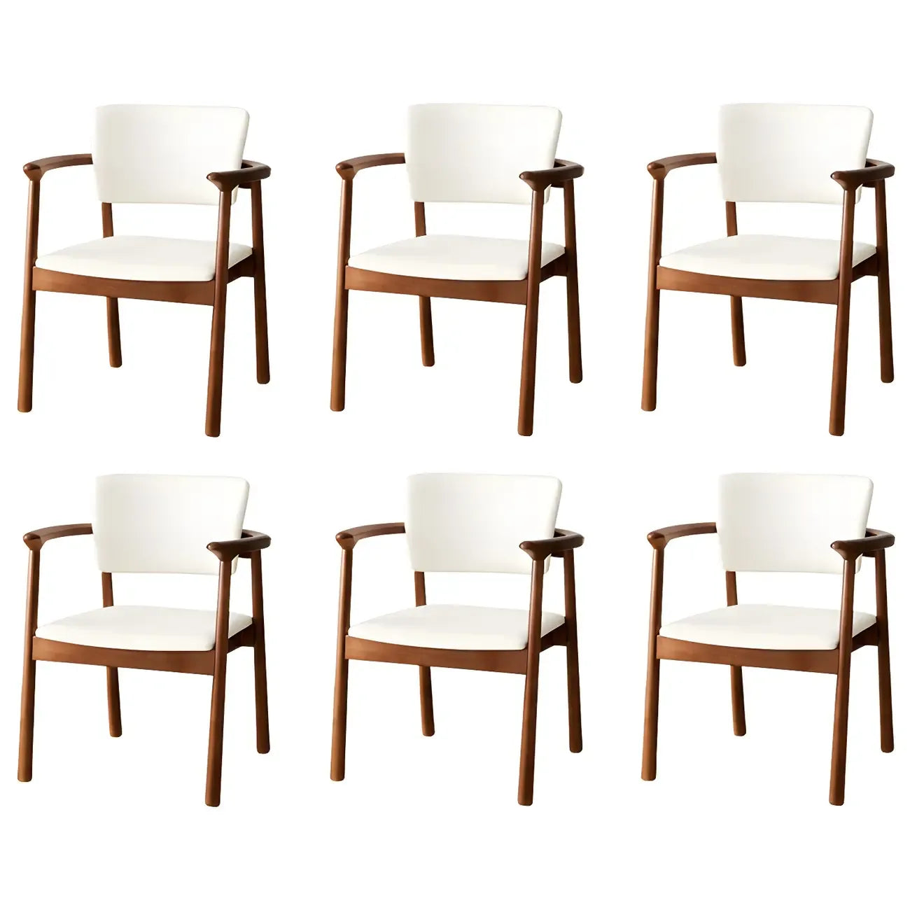 Modern Upholstered Rubberwood Arm Dining Chair Set of 2