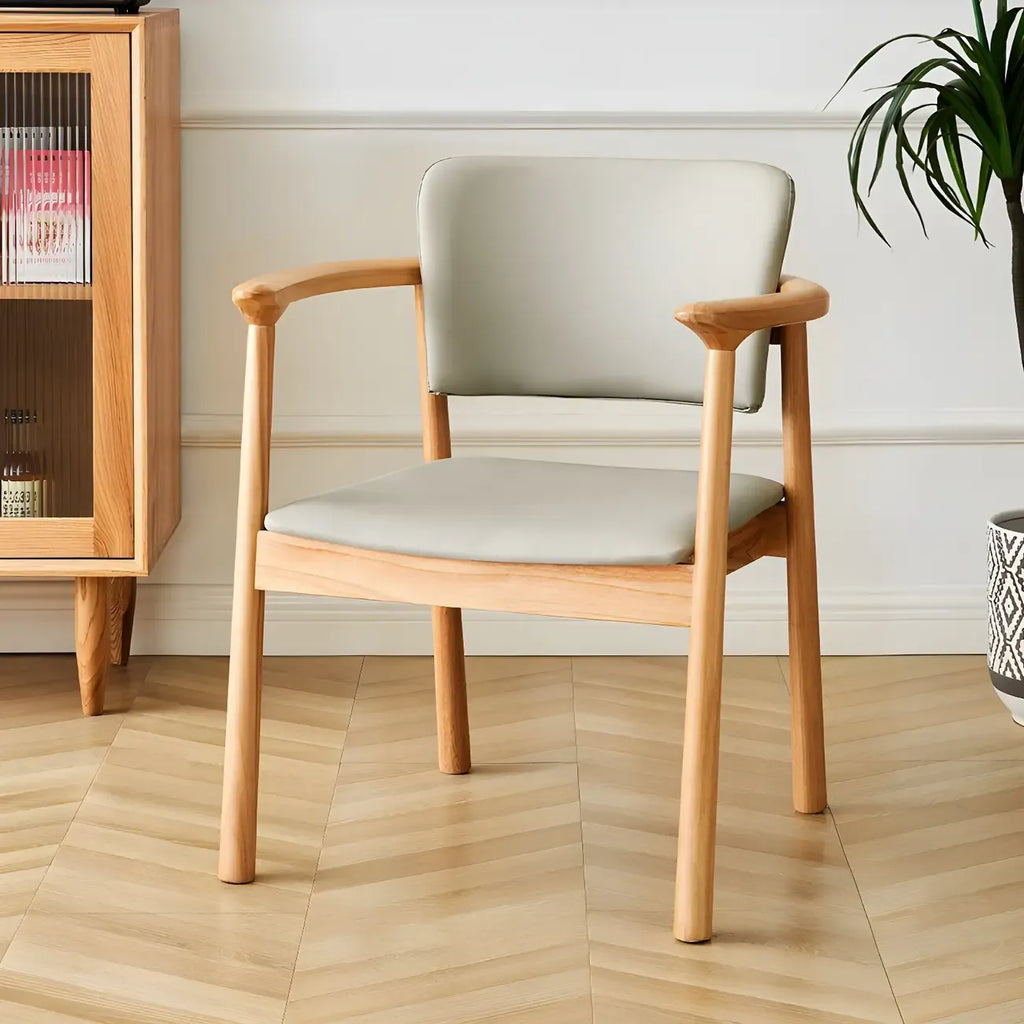 Modern Upholstered Rubberwood Arm Dining Chair Set of 2
