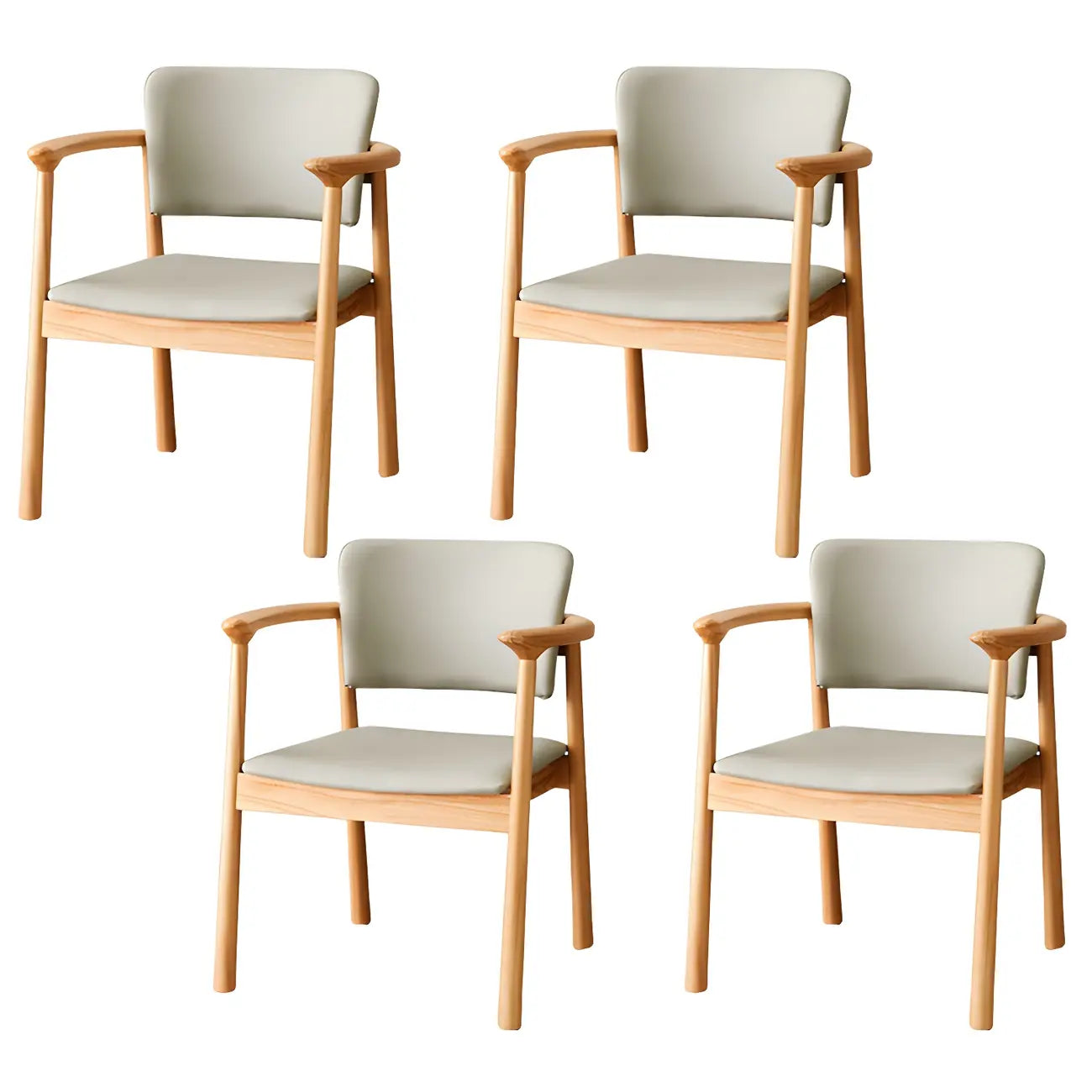 Modern Upholstered Rubberwood Arm Dining Chair Set of 2