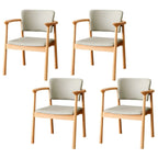 Modern Upholstered Rubberwood Arm Dining Chair Set of 2