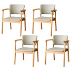 Modern Upholstered Rubberwood Arm Dining Chair Set of 2