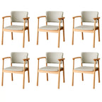 Modern Upholstered Rubberwood Arm Dining Chair Set of 2