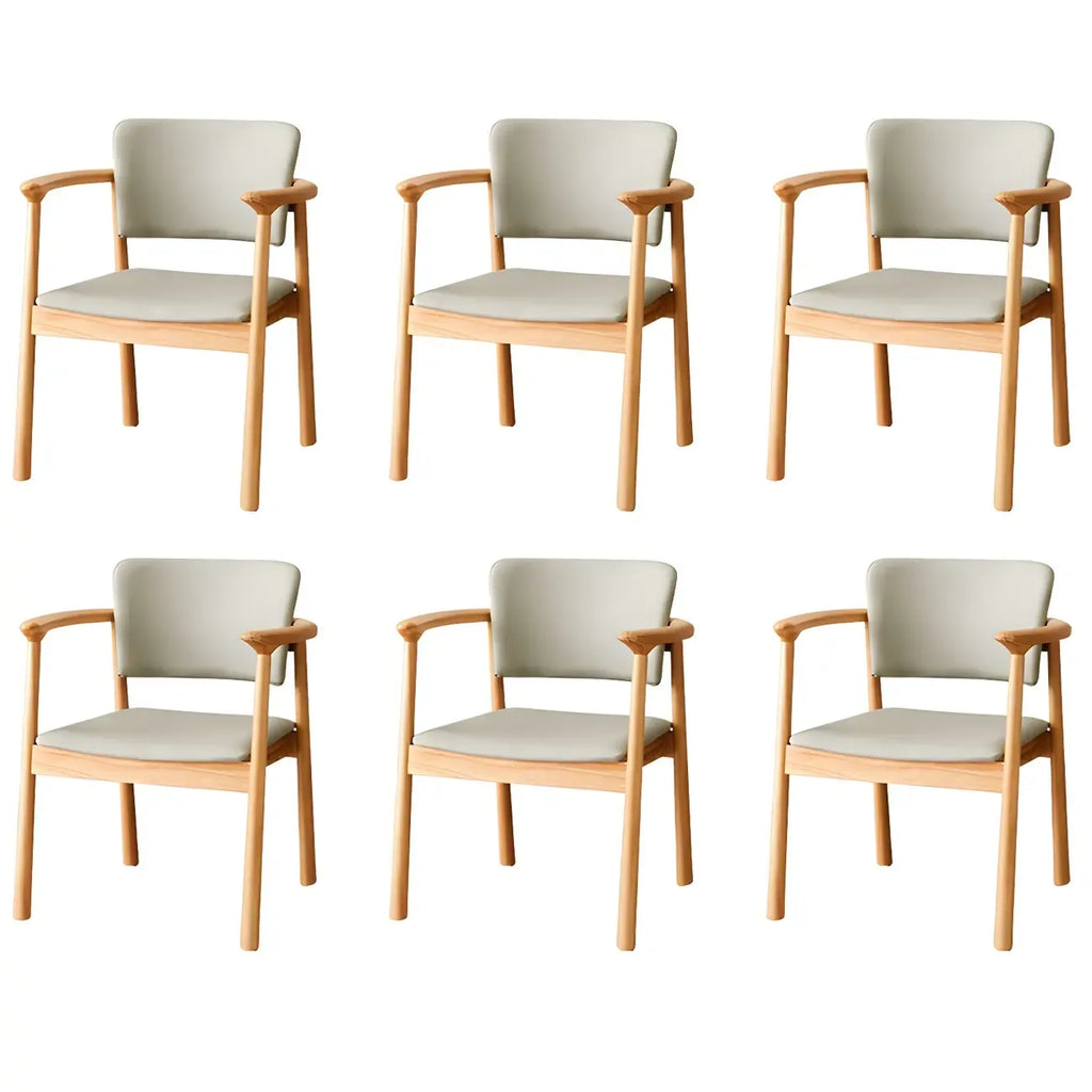 Modern Upholstered Rubberwood Arm Dining Chair Set of 2