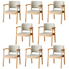 Modern Upholstered Rubberwood Arm Dining Chair Set of 2