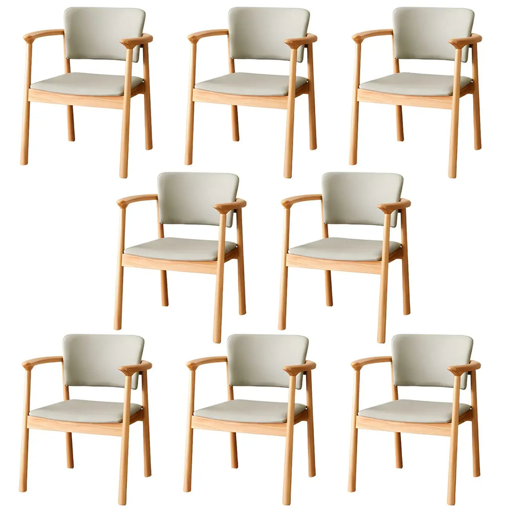 Modern Upholstered Rubberwood Arm Dining Chair Set of 2