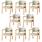 Modern Upholstered Rubberwood Arm Dining Chair Set of 2
