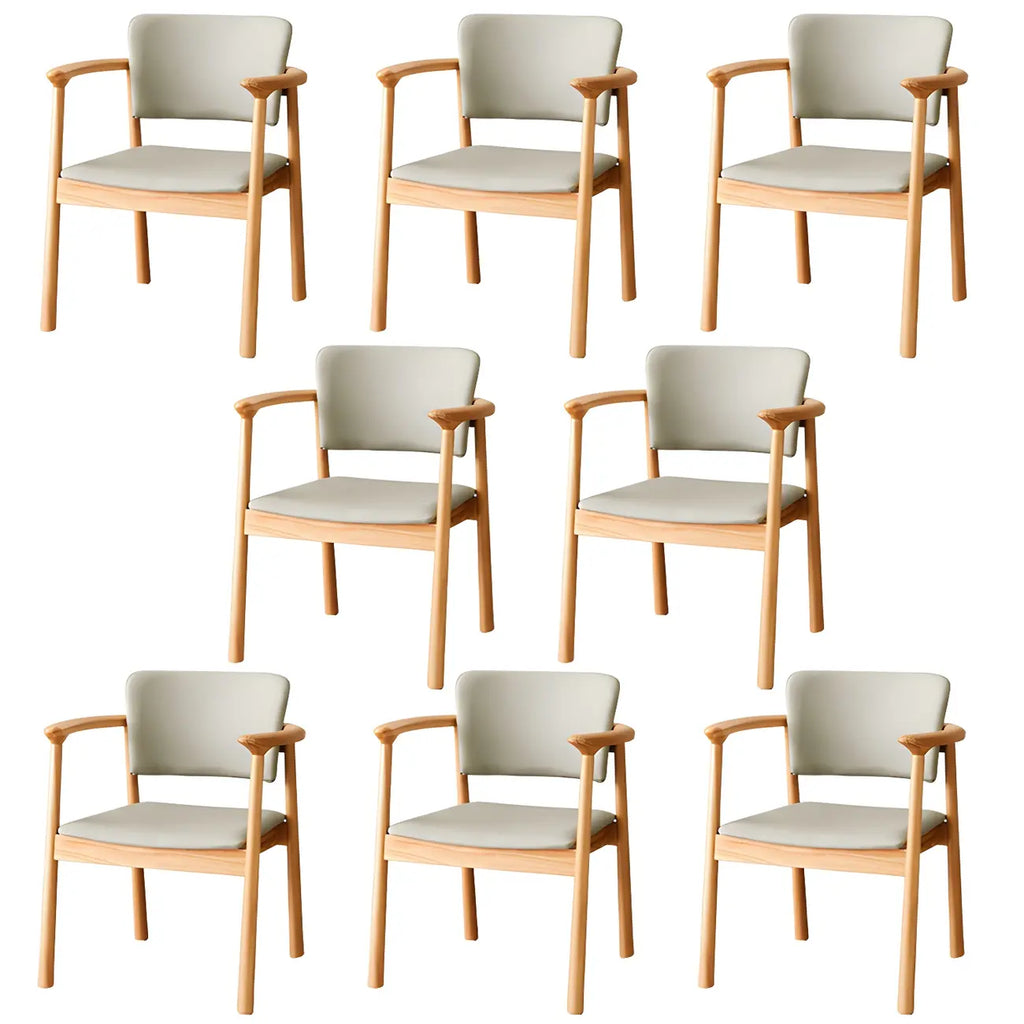Modern Upholstered Rubberwood Arm Dining Chair Set of 2