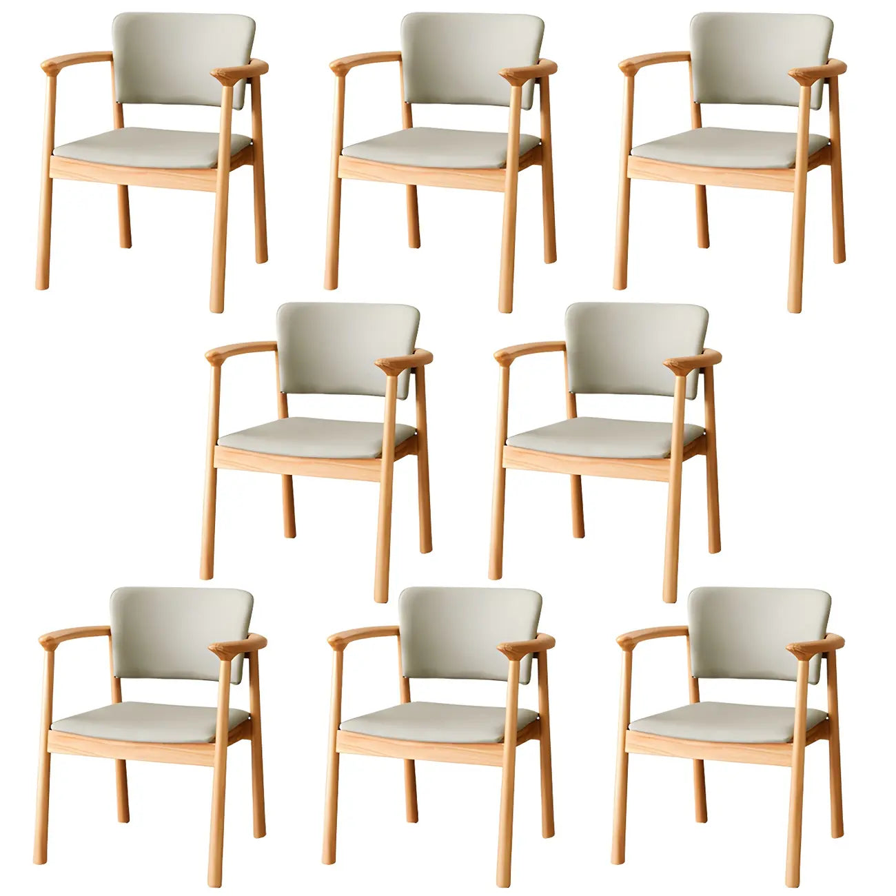 Modern Upholstered Rubberwood Arm Dining Chair Set of 2