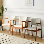 Modern Upholstered Rubberwood Arm Dining Chair Set of 2