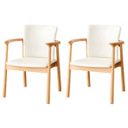 Modern Upholstered Rubberwood Arm Dining Chair Set of 2