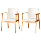 Modern Upholstered Rubberwood Arm Dining Chair Set of 2