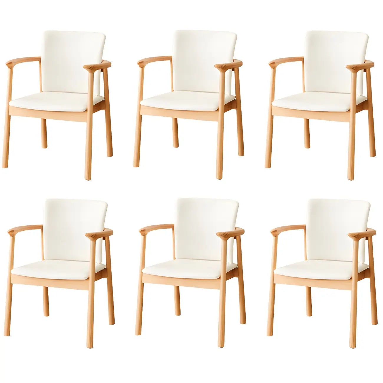 Modern Upholstered Rubberwood Arm Dining Chair Set of 2