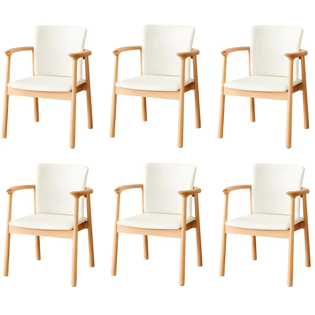 Modern Upholstered Rubberwood Arm Dining Chair Set of 2
