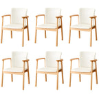 Modern Upholstered Rubberwood Arm Dining Chair Set of 2