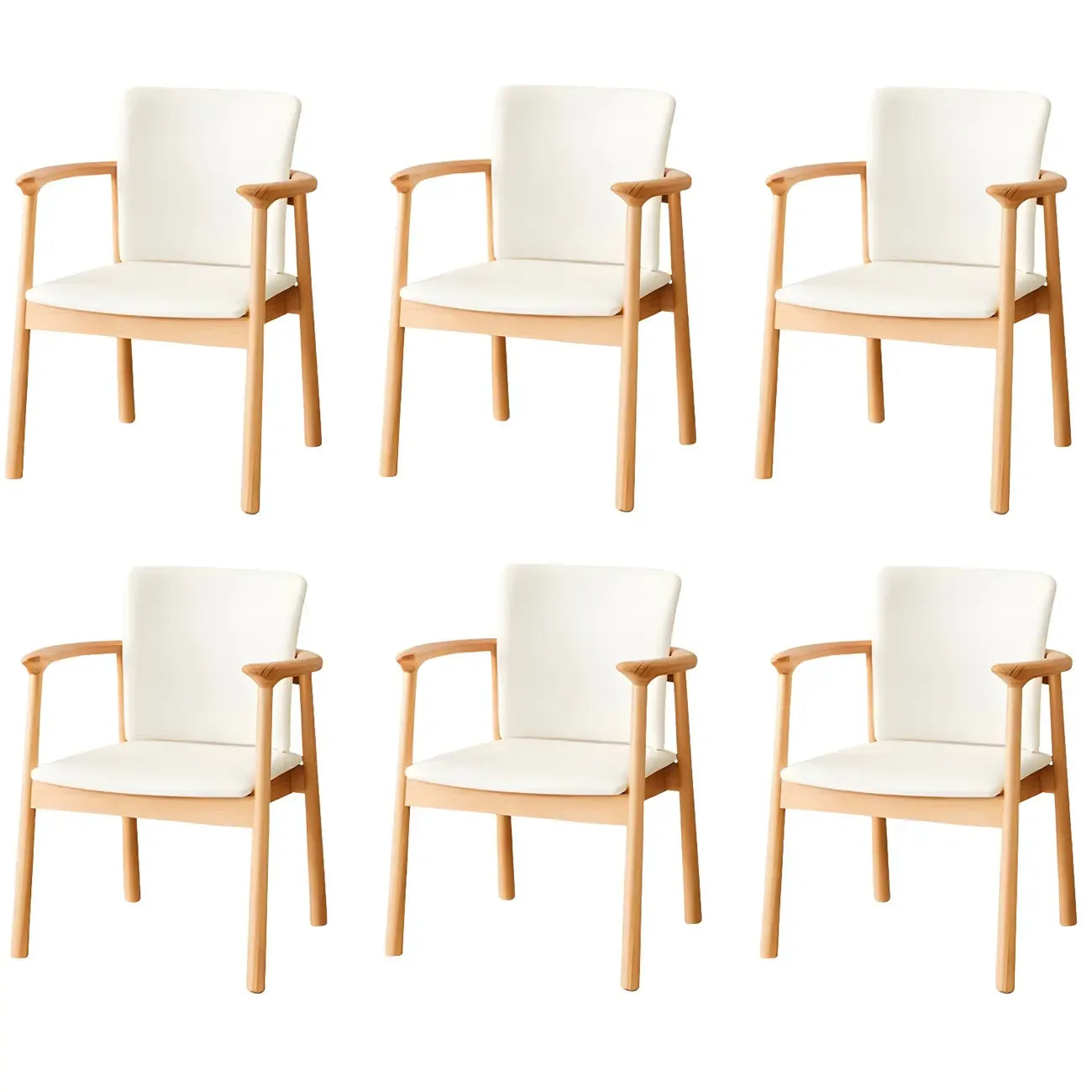 Modern Upholstered Rubberwood Arm Dining Chair Set of 2