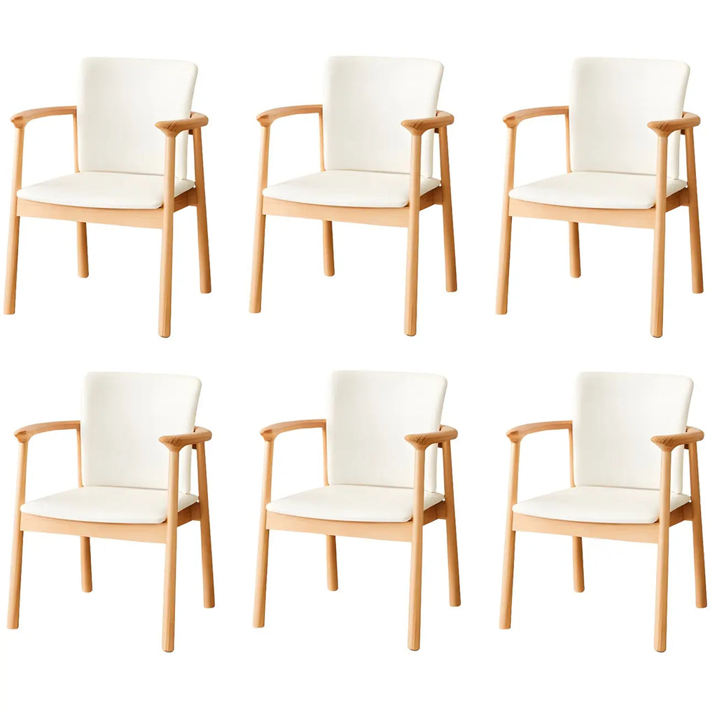 Modern Upholstered Rubberwood Arm Dining Chair Set of 2