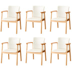 Modern Upholstered Rubberwood Arm Dining Chair Set of 2