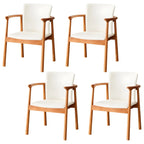 Modern Upholstered Rubberwood Arm Dining Chair Set of 2