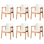 Modern Upholstered Rubberwood Arm Dining Chair Set of 2