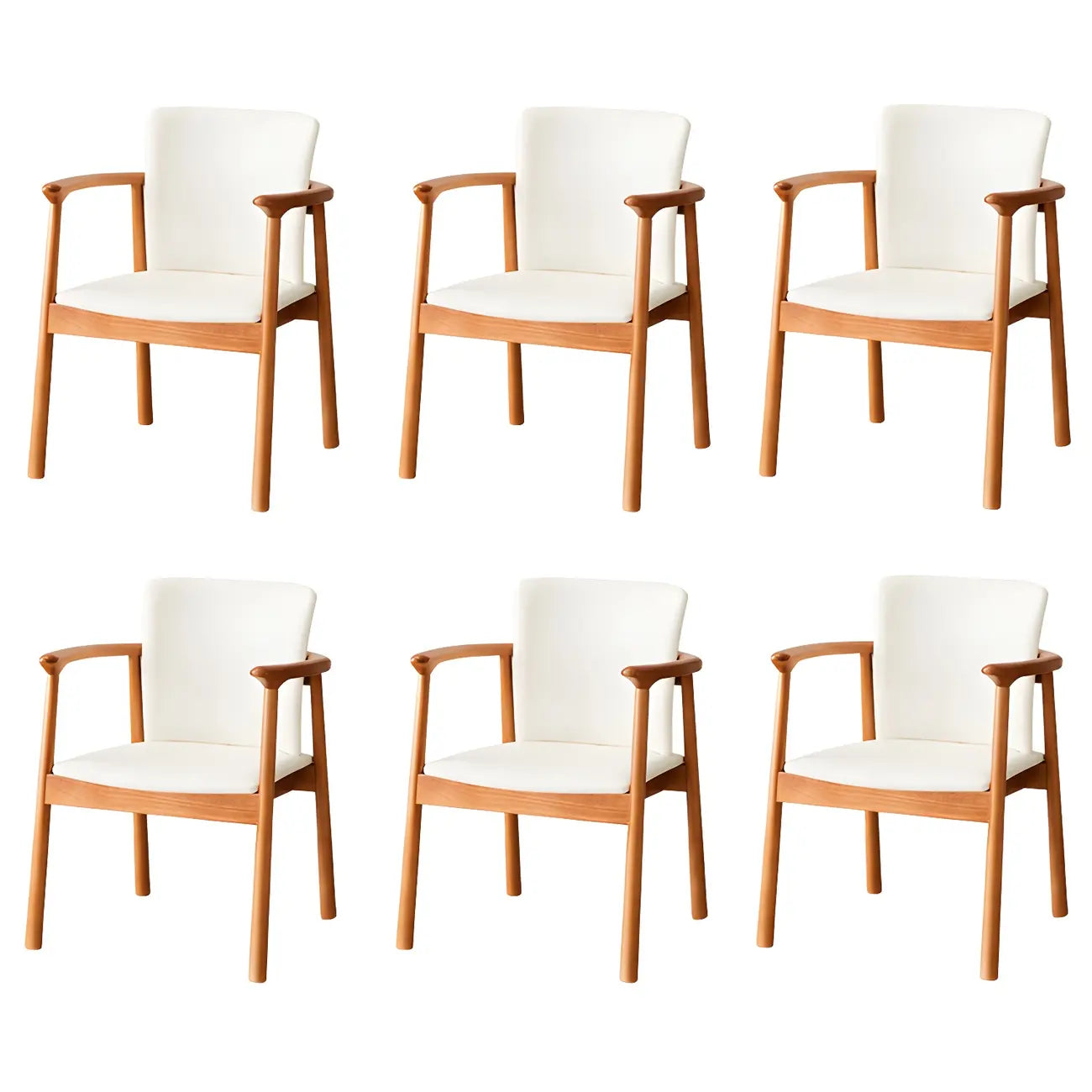 Modern Upholstered Rubberwood Arm Dining Chair Set of 2
