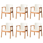 Modern Upholstered Rubberwood Arm Dining Chair Set of 2