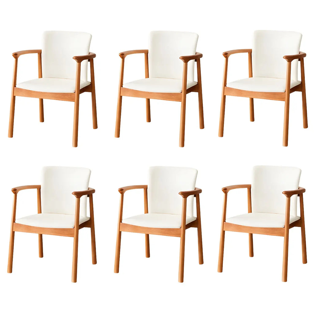 Modern Upholstered Rubberwood Arm Dining Chair Set of 2