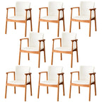 Modern Upholstered Rubberwood Arm Dining Chair Set of 2