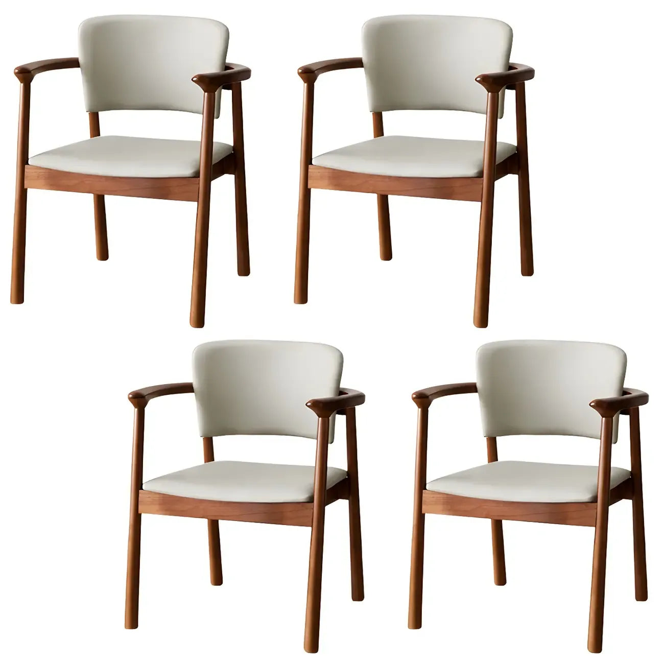 Modern Upholstered Rubberwood Arm Dining Chair Set of 2