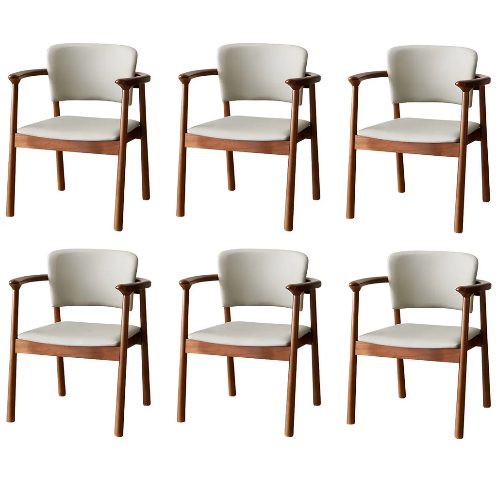 Modern Upholstered Rubberwood Arm Dining Chair Set of 2