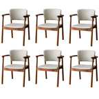 Modern Upholstered Rubberwood Arm Dining Chair Set of 2