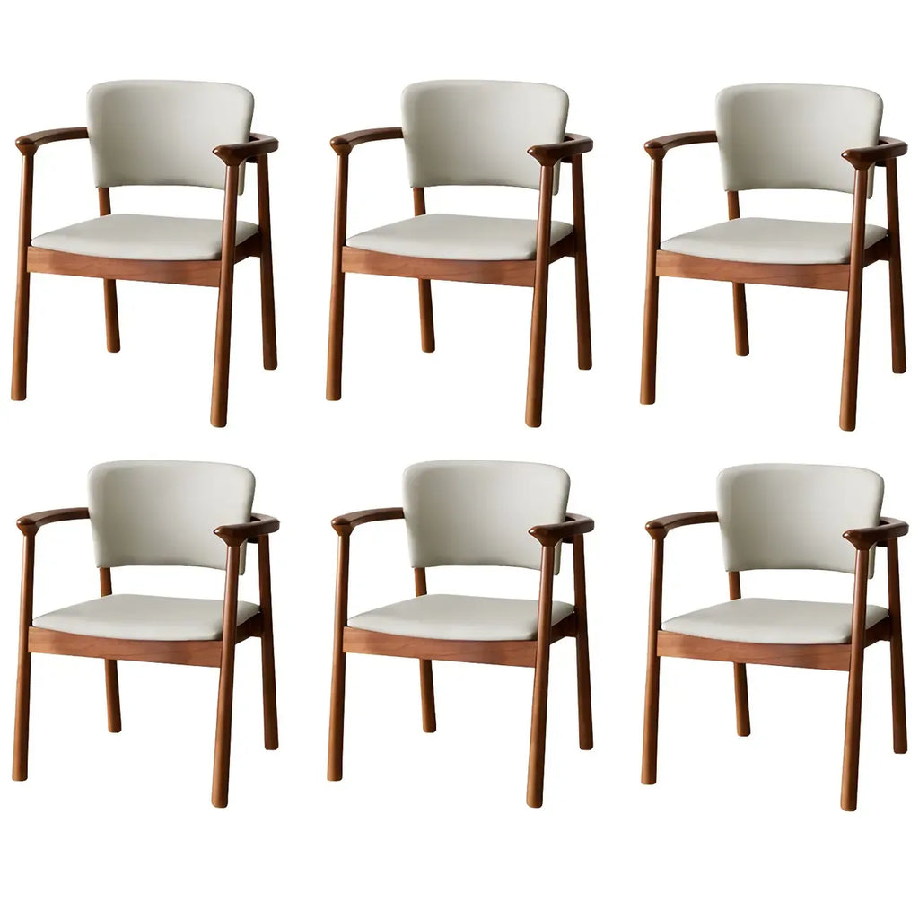 Modern Upholstered Rubberwood Arm Dining Chair Set of 2