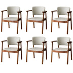 Modern Upholstered Rubberwood Arm Dining Chair Set of 2