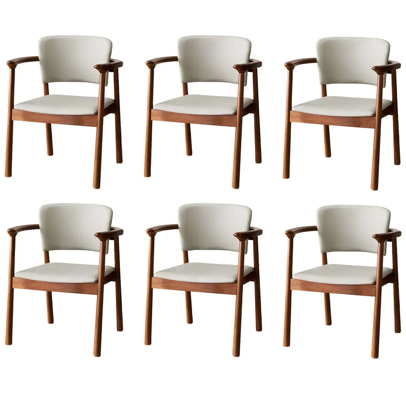 Modern Upholstered Rubberwood Arm Dining Chair Set of 2