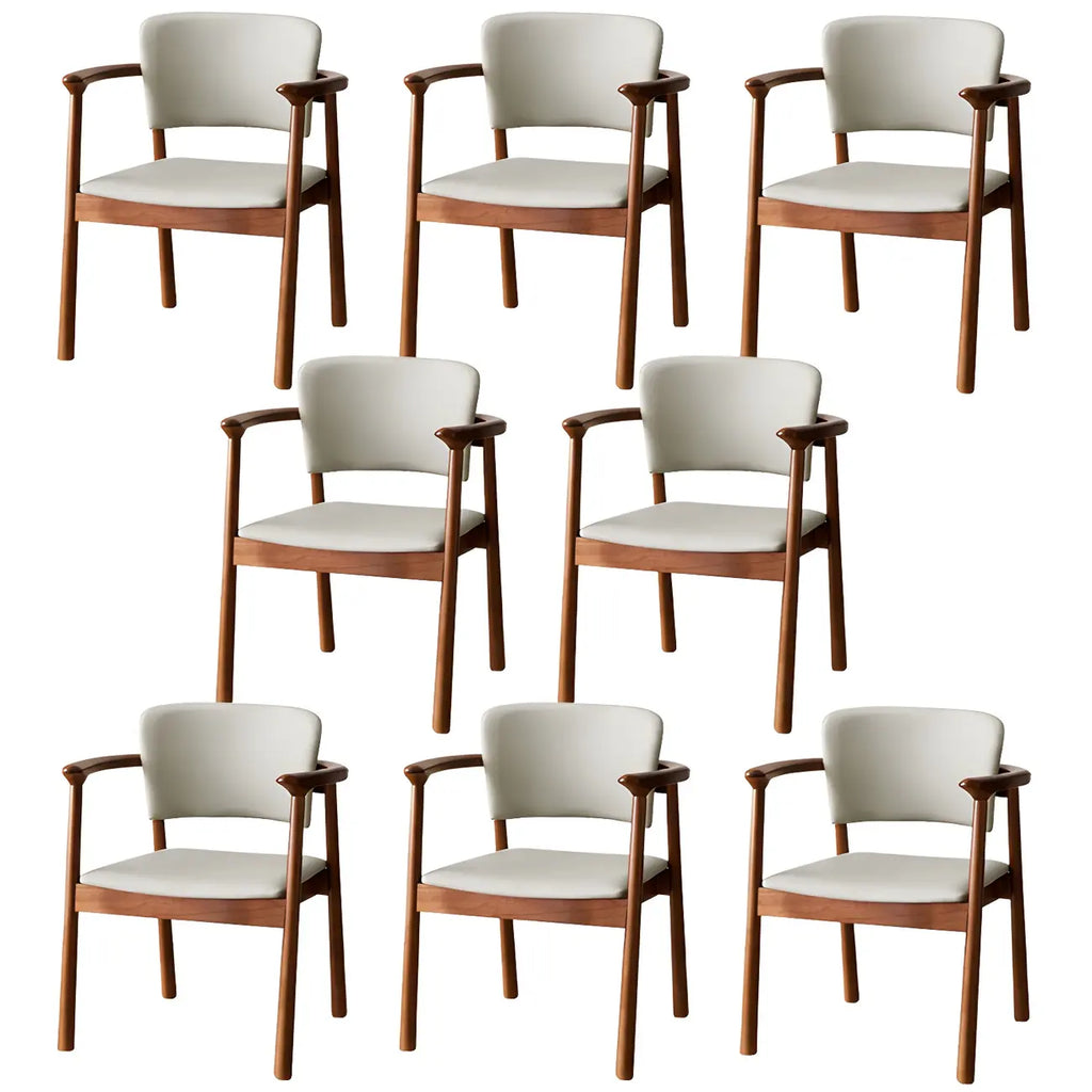 Modern Upholstered Rubberwood Arm Dining Chair Set of 2