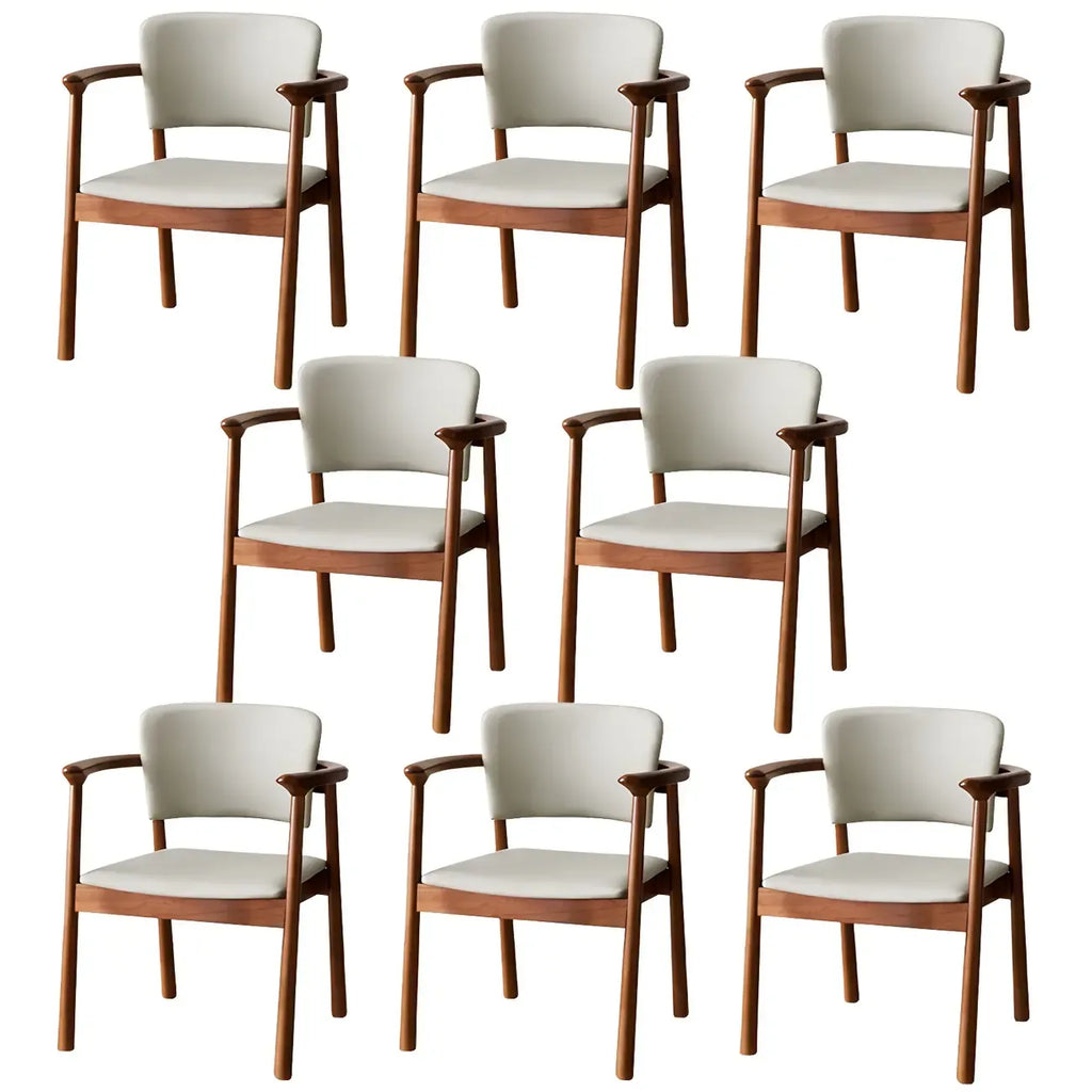 Modern Upholstered Rubberwood Arm Dining Chair Set of 2