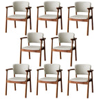 Modern Upholstered Rubberwood Arm Dining Chair Set of 2