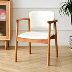 Modern Upholstered Rubberwood Arm Dining Chair Set of 2