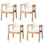 Modern Upholstered Rubberwood Arm Dining Chair Set of 2