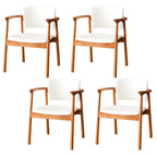 Modern Upholstered Rubberwood Arm Dining Chair Set of 2