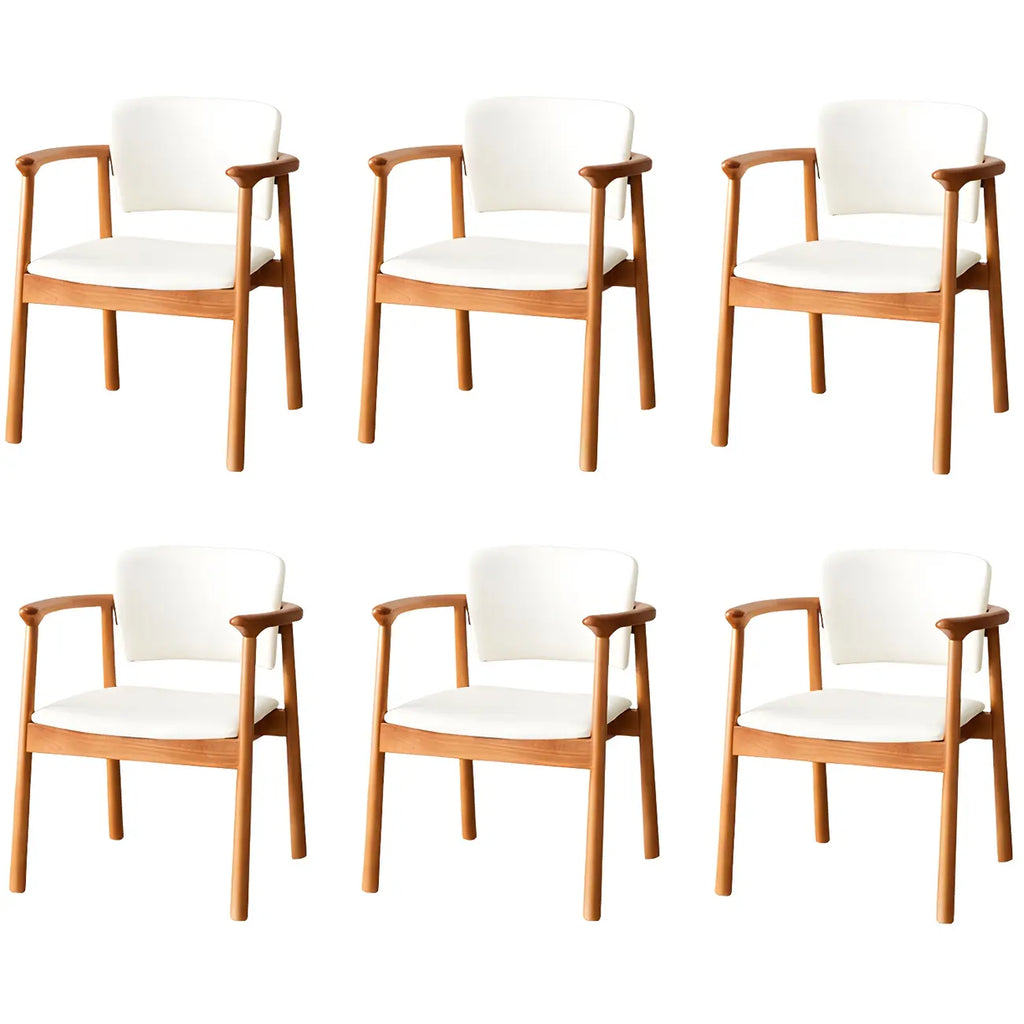 Modern Upholstered Rubberwood Arm Dining Chair Set of 2